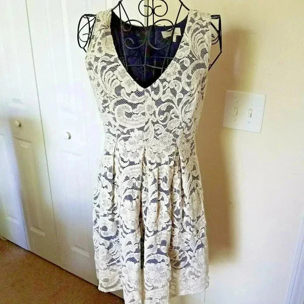Monteau Lace Overlay Dress Medium Women High Low
